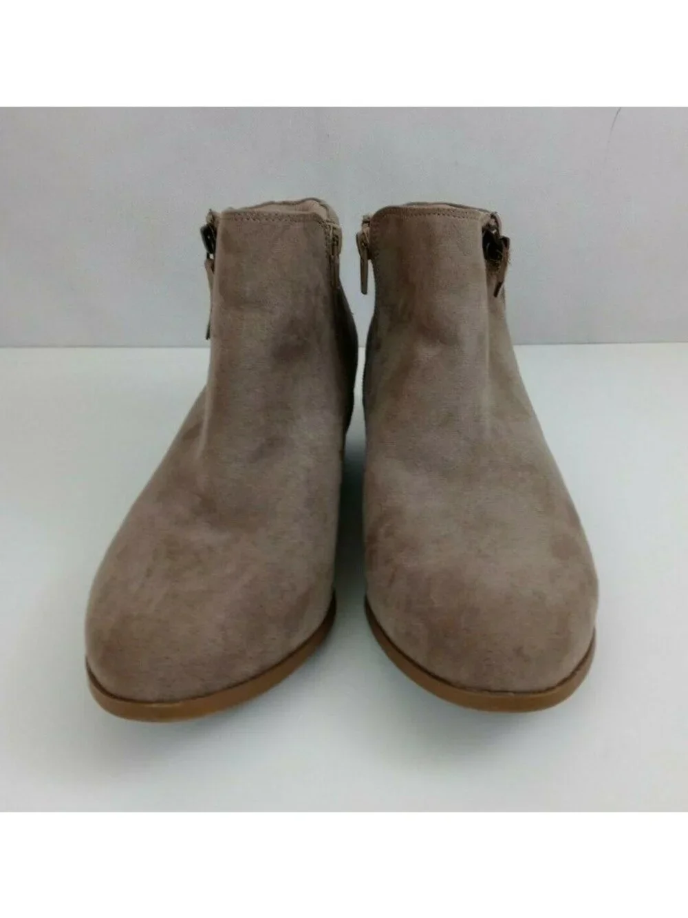 Mossimo Tan Faux Suede Double Side Zip Ankle Boots Size 9.5